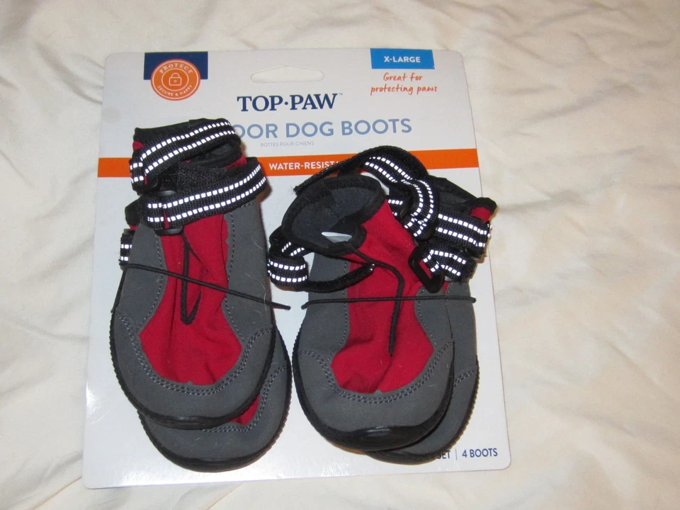 Top Paw Exterior Perro Botas Negro y Rojo XL Reflectante Tejido Resistente al Agua Foto 3 de 3