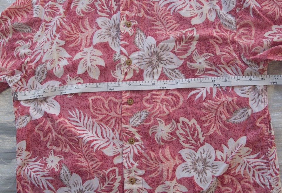 Batik Bay Hawaiian Shirt Mens Med Maroon Floral Print Short Sleeve ...