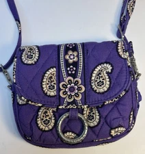 Vera Bradley Little Hip Simply Violet Paisley Hipster Crossbody Bag