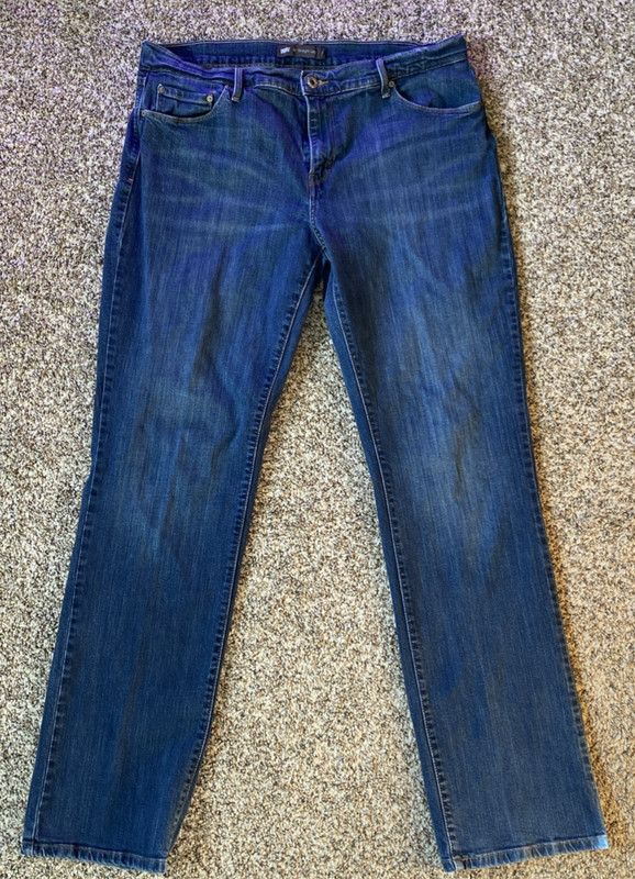 Levis Strauss 505 Women's Straight Leg Blue Denim Jeans  Size 14 L Med Blue