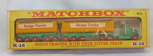 Lesney Matchbox King Size K-16 Dodge Tractor with Twin Tipper Train