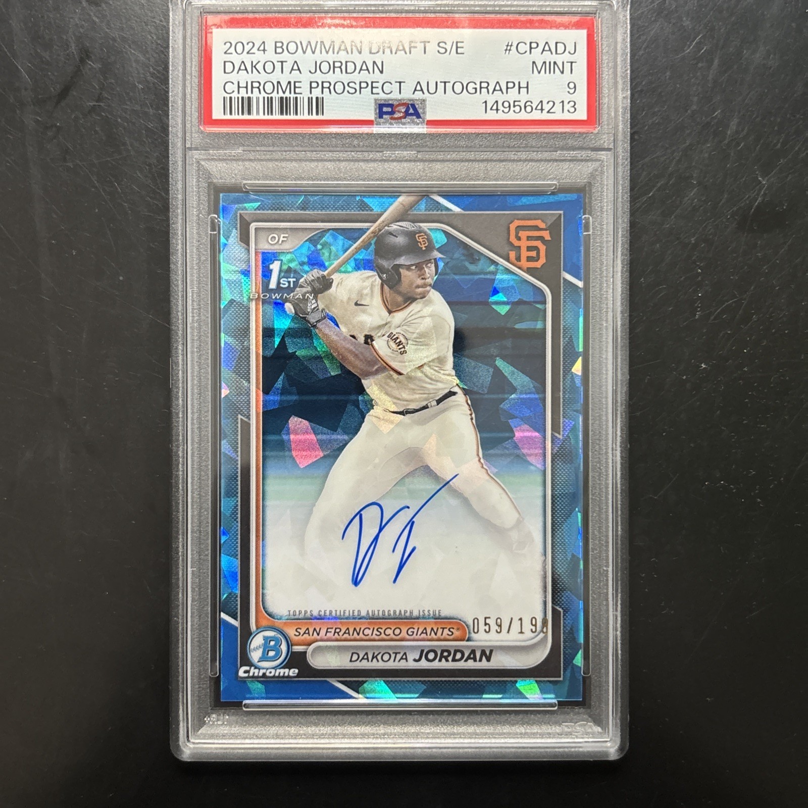 2024 Bowman Draft Sapphire Dakota Jordan  1st Auto /199 PSA 9 Giants