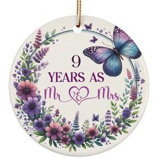 9th Wedding Anniversary Ornament 9 Years As Mr Mrs Wreath Christmas Gifts
