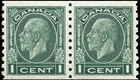 Canada MNH F-VF 1c Scott #205 Pair 1933 King George V Medallion Coil Stamps