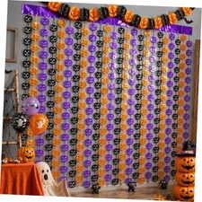 Halloween Party Decorations, 2 PCS Pumpkin Metallic Foil Fringe Curtain