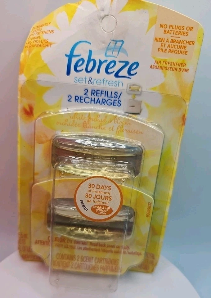 Lot of 3 Febreze Set & Refresh 2 Refills | 6 Refills Total White Orchid & Bloom - Image 2 of 4