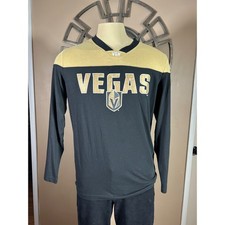 Vegas Golden Knights NHL Mens M Long Sleeve Shirt Black Gold VGK Jersey Tee