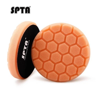 SPTA 1Pc 3/5/6 Inch T40 Orange Medium Cut Hex-logic Polishing Buffing Foam Pad