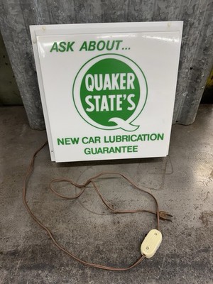 Quaker State New Car Lubrication Dualite Light-up Sign Gas Oil