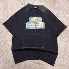Vintage 90s Yoda Star Wars Movie Promo Tshirt Medium Black Sunfaded Skywalker