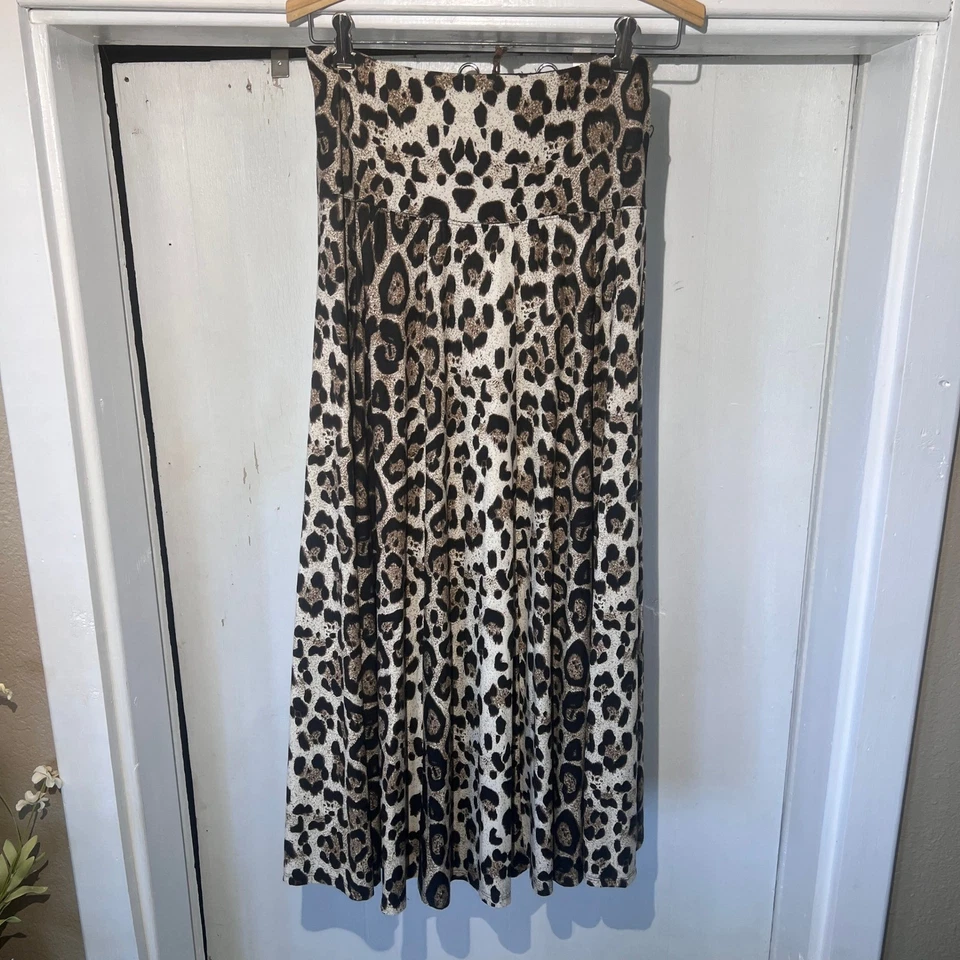 COCO BIANCO Women's M Leopard Print Maxi Skirt Flowy Boho Chic - Image 4 of 4