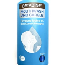 190mL BETADINE Mouthwash & Gargle: Sore Throat/Mouth Ulcer,  Povidone Iodine 1%