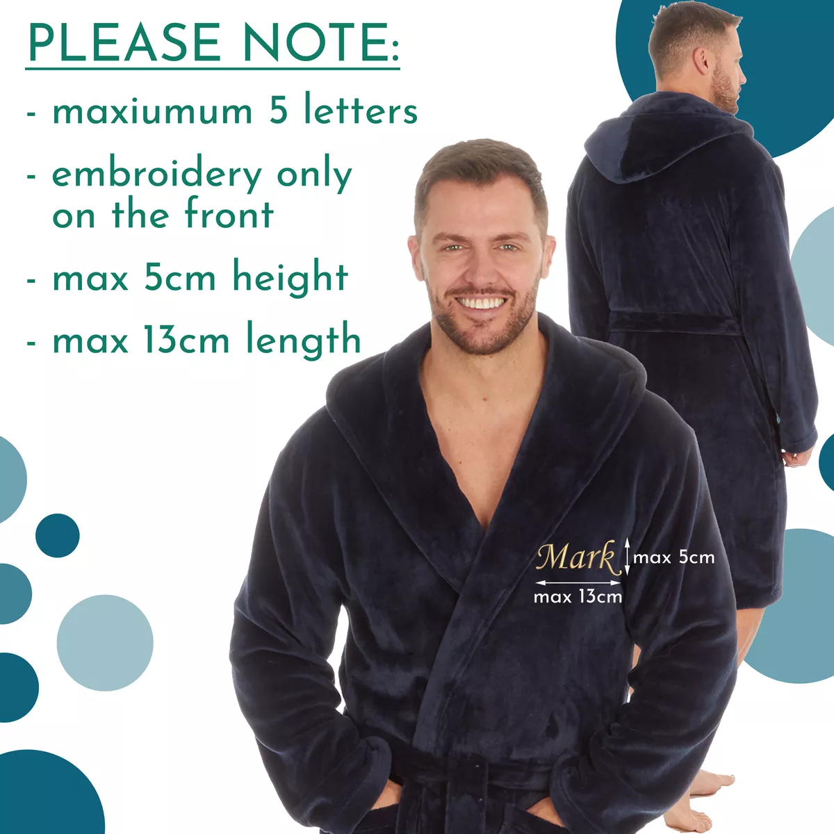 Mens Plain Navy Fleece Dressing Gown | Shop Mens Dressing Gowns & Robes  Online | Steel and Jelly