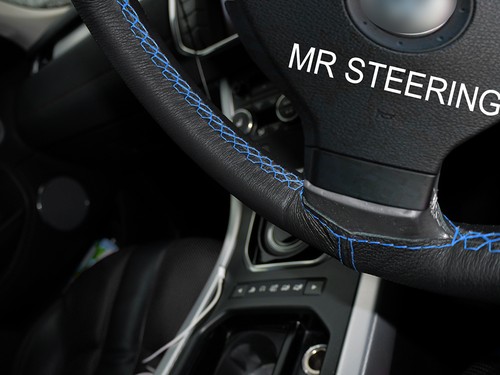 Für Lexus GS MK3 05-11 Schwarz Leder Lenkrad Abdeckung Hellblau Doppel Stch - Bild 4 von 5