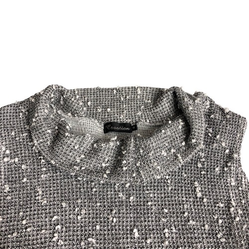 Creation Top Womens 1X Gray Boucle Knit Cowl Neck Sleeveless Wrap Boho Sweater - Picture 6 of 13
