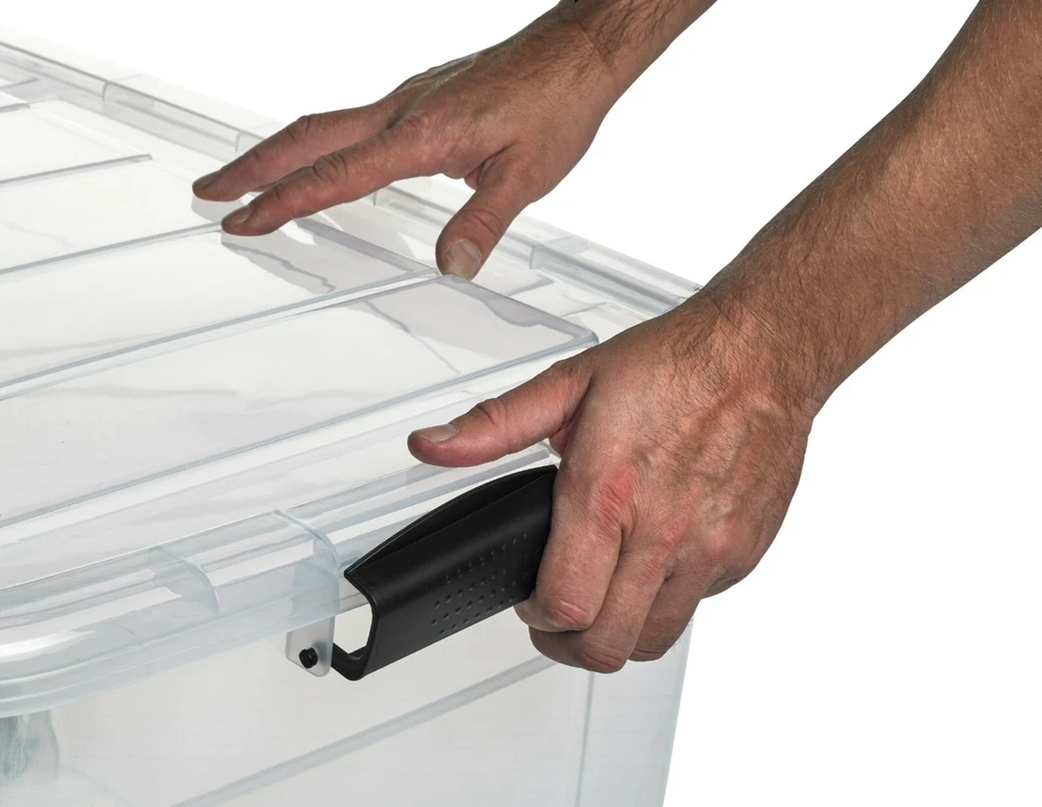 4 Stück Aufbewahrungsboxen mit Deckel aus Kunststoff mit Räder 100 Liter - Bild 4 von 4