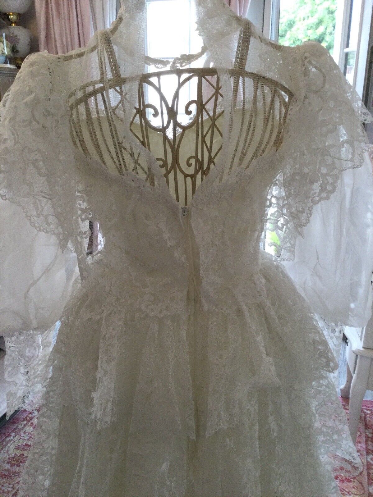 vintage  White lace wedding dress - image 8