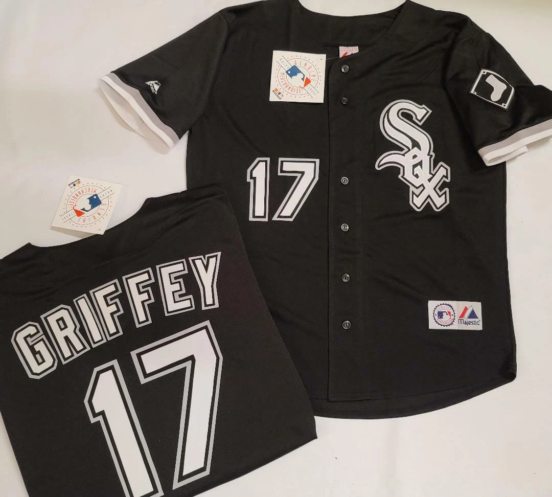 1805 Mens Majestic Chicago White Sox KEN GRIFFEY JR Baseball Jersey BLACK  New