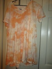 Womens Short Sleeve Babydoll Sweatshirt Dress - Wild Fable Orange Tie-Dye M