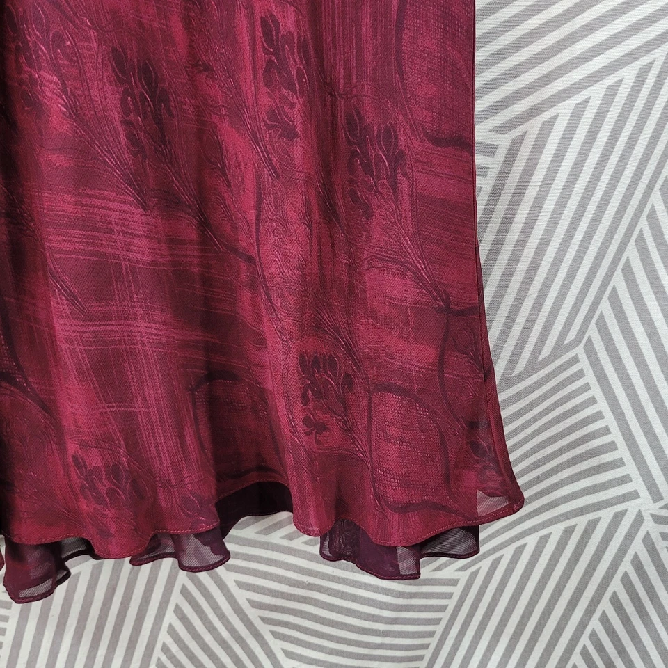 Vestido sin Mangas Vintage Años 90 Talla 6 Alt Hasta la Rodilla En Capas Fiesta Rojo Borde con Volantes Foto 3 de 4