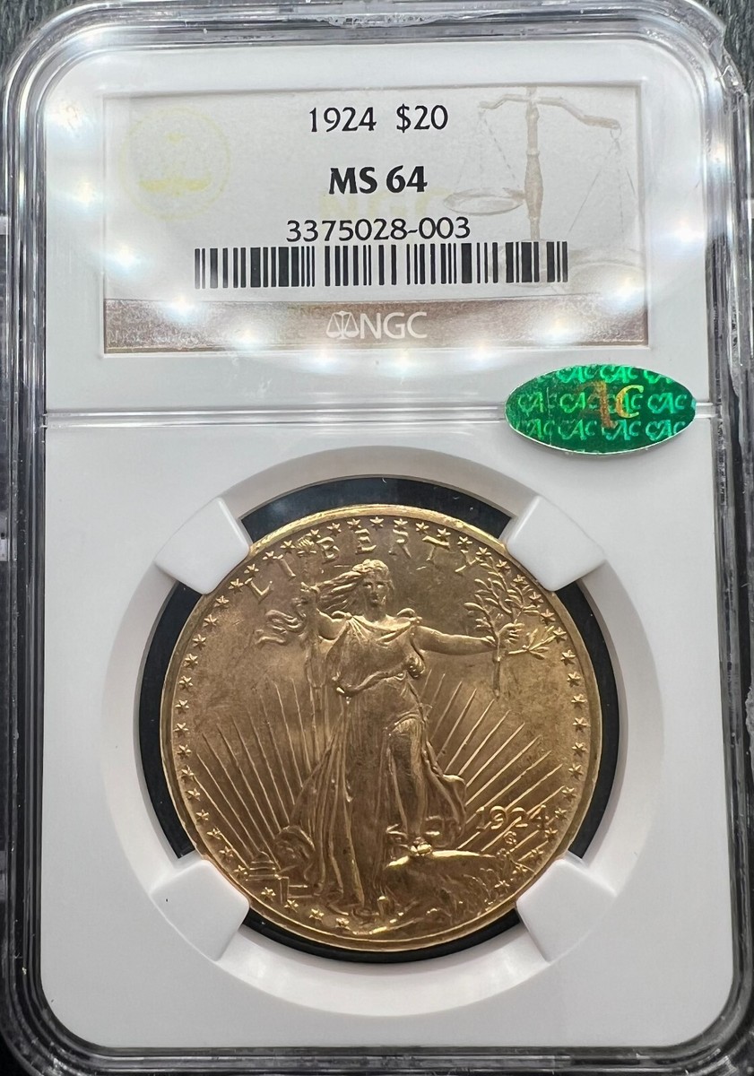 1924 $20 St. Gaudens Gold Double Eagle NGC MS64 CAC | eBay