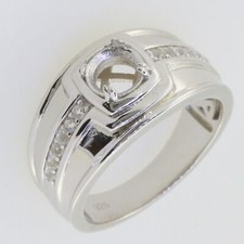 Sterling Silver Semi Mount Ring Setting Round RD 6x6mm Men's Ring Under Gallery