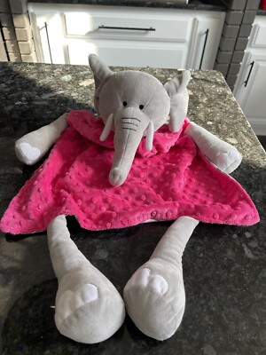 Fat Rat Family Elephant Plush Lovey Blanket Pink And Gray  27  Security