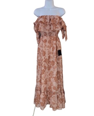 New LULU'S XS Love & Blooms Floral Print Off The Shoulder Dress Women