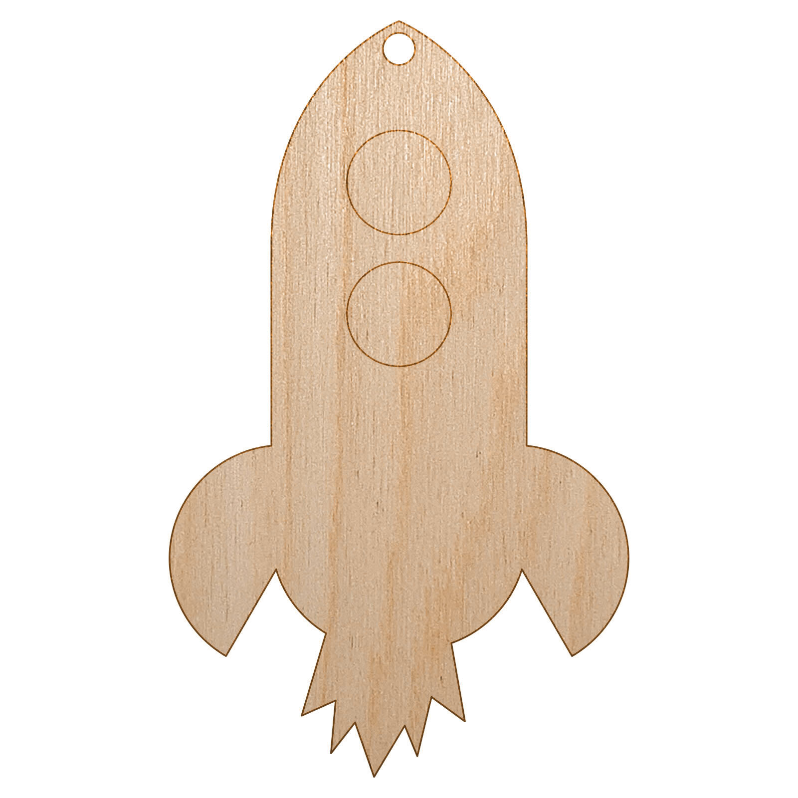 Rocket Ship Doodle Unfinished Craft Wood Holiday Christmas Tree DIY Ornament