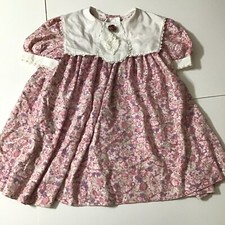 Rare Editions Dress Girls Sz 6X Pink Purple Floral Babydoll Puff Sleeve VTG USA