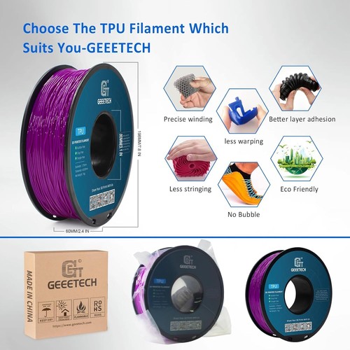 Filamento para impresora 3D TPU Geeetech 1 kg 1,75 mm 95 A TPU suave y flexible consumible - Imagen 11 de 22