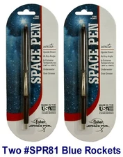 Two (2) New Fisher Space Pens #SPR81 / Blue Rocket Pens With Blue Ink