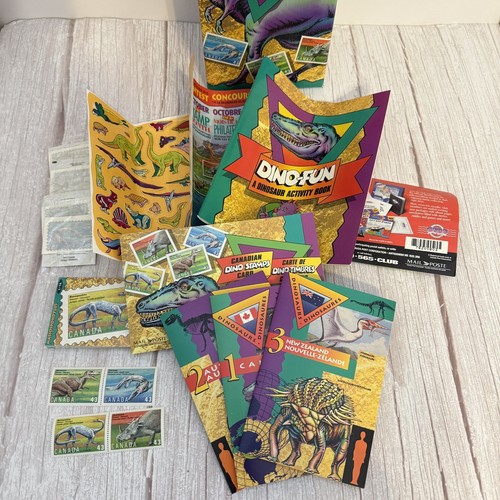 Canada Post Dinosaur Play Pack Postage Stamps Stickers Trading Cards Vtg 90's - Picture 12 of 18