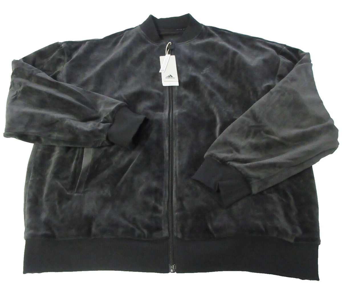 Adidas IJ6424 Men's Embossed Reversible Black Loose Fit Jacket