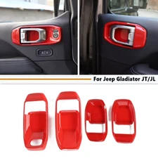 4PCS For Jeep Gladiator JT/JL 18-25 Red Inner Door Handle Bowl Cover Trim Frame