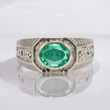 Emerald Oval Cut Gemstone With 925 Sterling Silver Ring For Men's #942 *