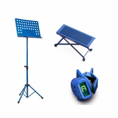 ZOUNDHOUSE Beginner Bundle 40: Footrest + Orchestra Stand + Clip-On Tuner / Blue