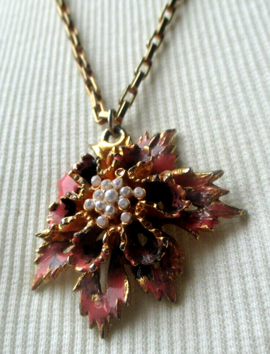 Pendentif Bouddha Chaîne Couleur Or - Corail Rose - Bijou Vintage Porte-bonheur