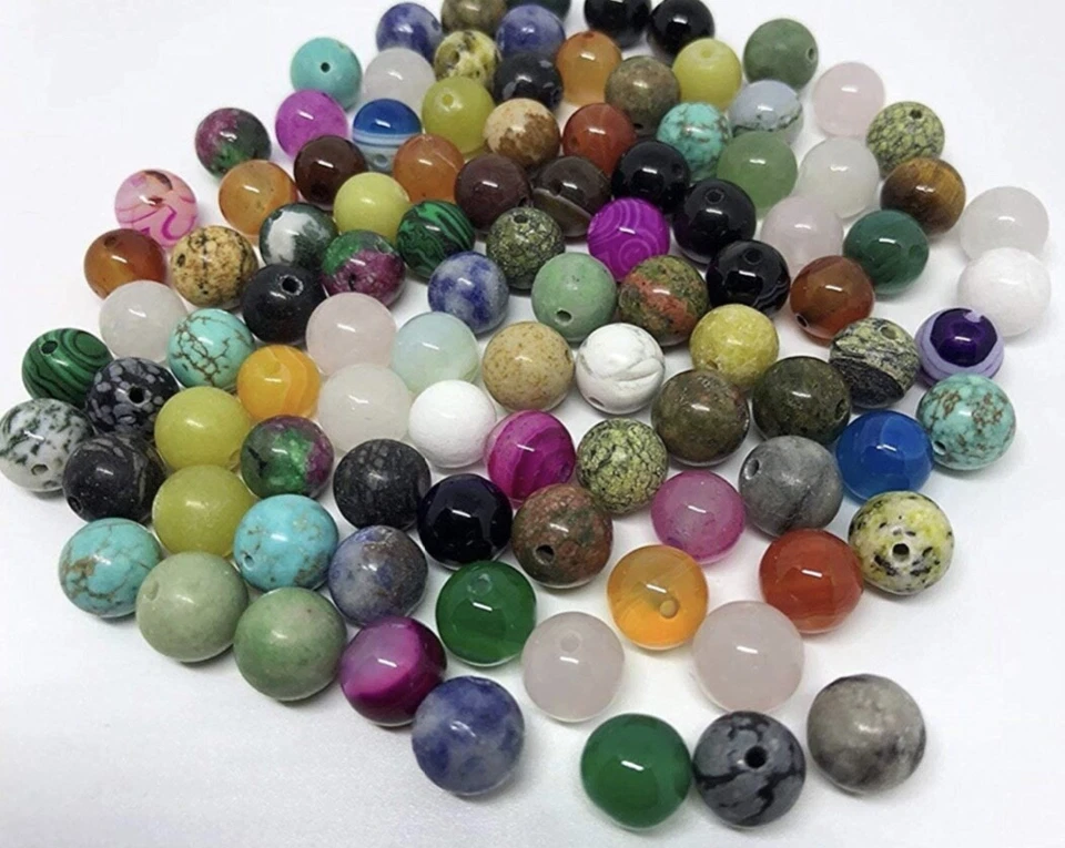 50pcs Gemstone Semi Precious 7mm to 8.5mm Loose Beads with Hole - Image 4 of 4