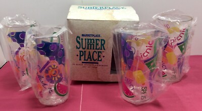 4 Vintage Market Place Summer Place 19 oz Acrylic Tumblers Picnic Camping  Beach | eBay