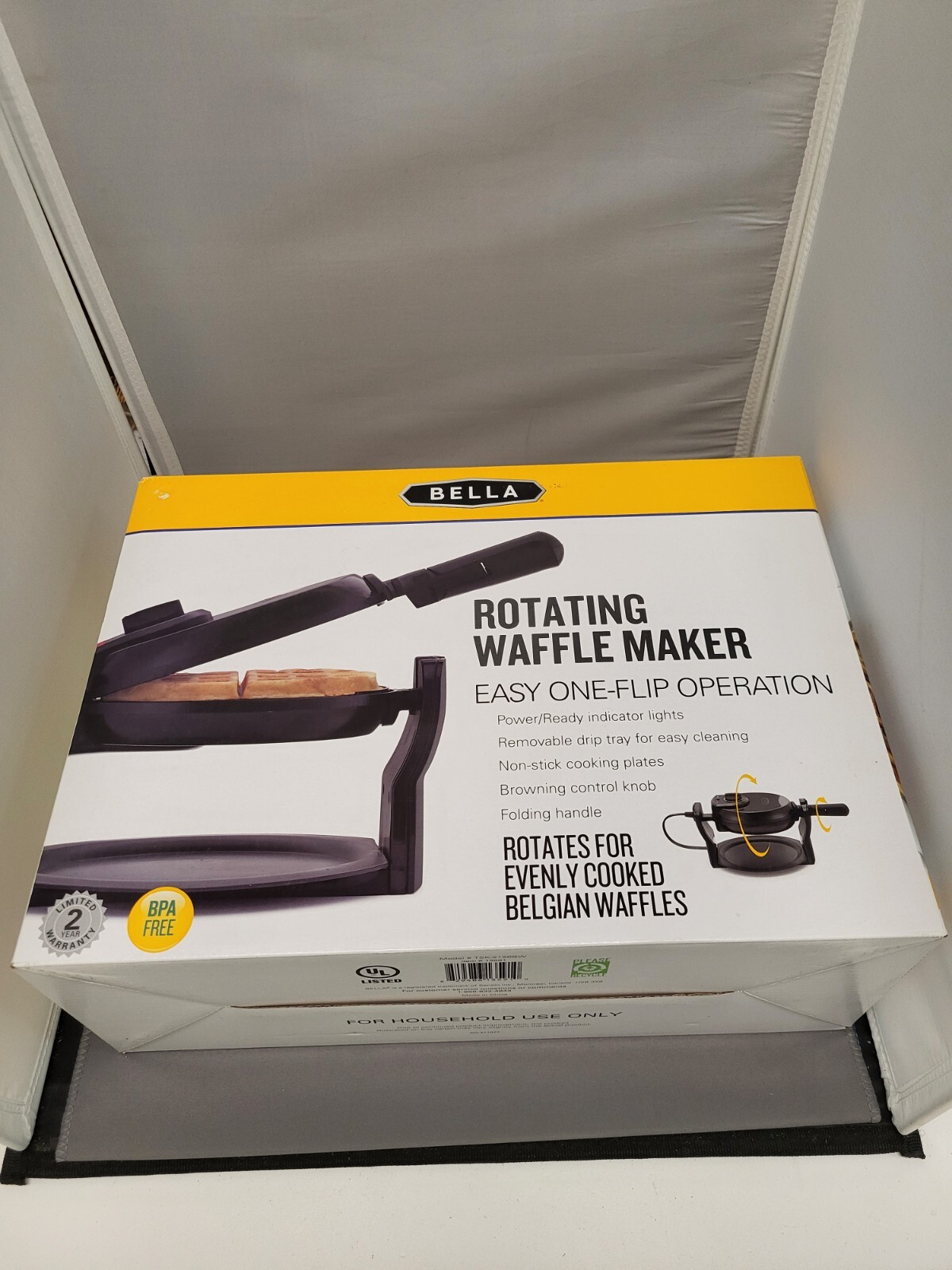 Bella Classic Pro Black Rotating Belgian Waffle Maker-image