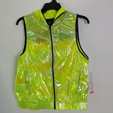 Lucy In Love Vest Women's M 8-10 Neon Vented Hood Neon Running Nyel Vest New