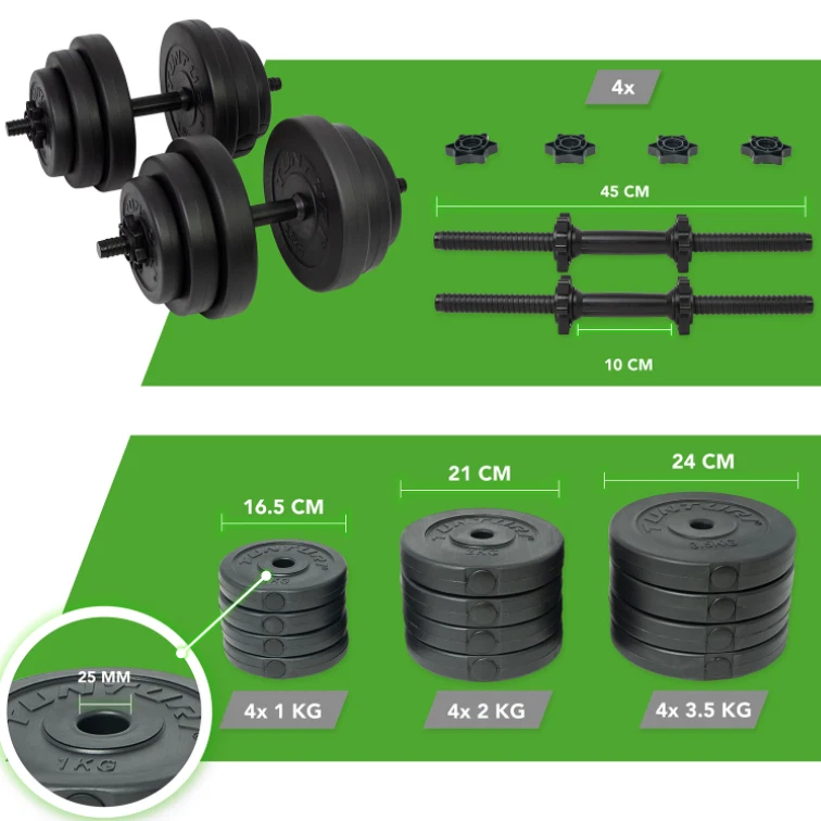 Adjustable dumbbell set - Two piece - 28kg total - Vinyl - Black - Image 4 of 4