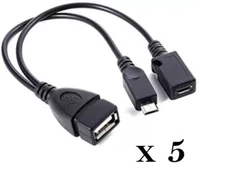 5x Micro USB Host OTG Cable with USB Power For Samsung / HTC / Nexus / LG Phones