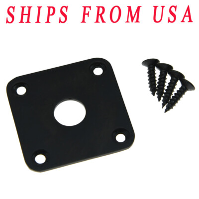 KAISH High Quality Flat Metal Jack Plate Square Jackplate for Les Paul Black