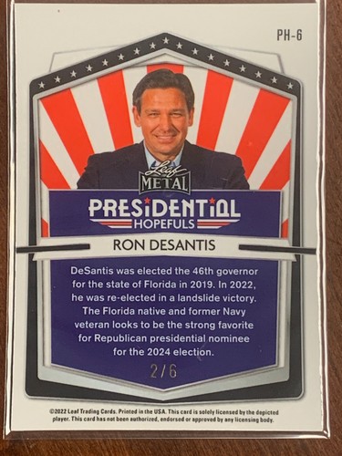 2022 LEAF METAL PRESIDENTIAL HOPEFULS RON DESANTIS ICE WAVE /3 /4 /5 /6 /7 /8 - Picture 45 of 132