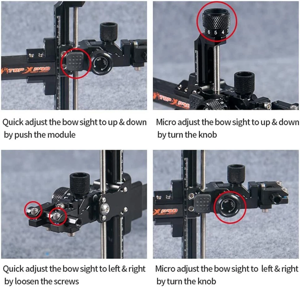 Mira de arco compuesta de carbono ajustable tiro con arco competencia objetivo caza derecha derecha derecha Foto 3 de 4
