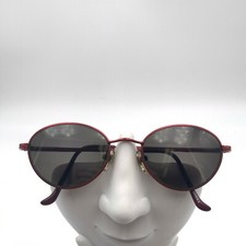 Vintage On Guard Front Office Burgundy Metal Oval Sunglasses Korea FRAMES ONLY
