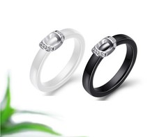 AUSWAHL +++ KERAMIK Ring STRASS silber Fingerring weiß schwarz LUXUS