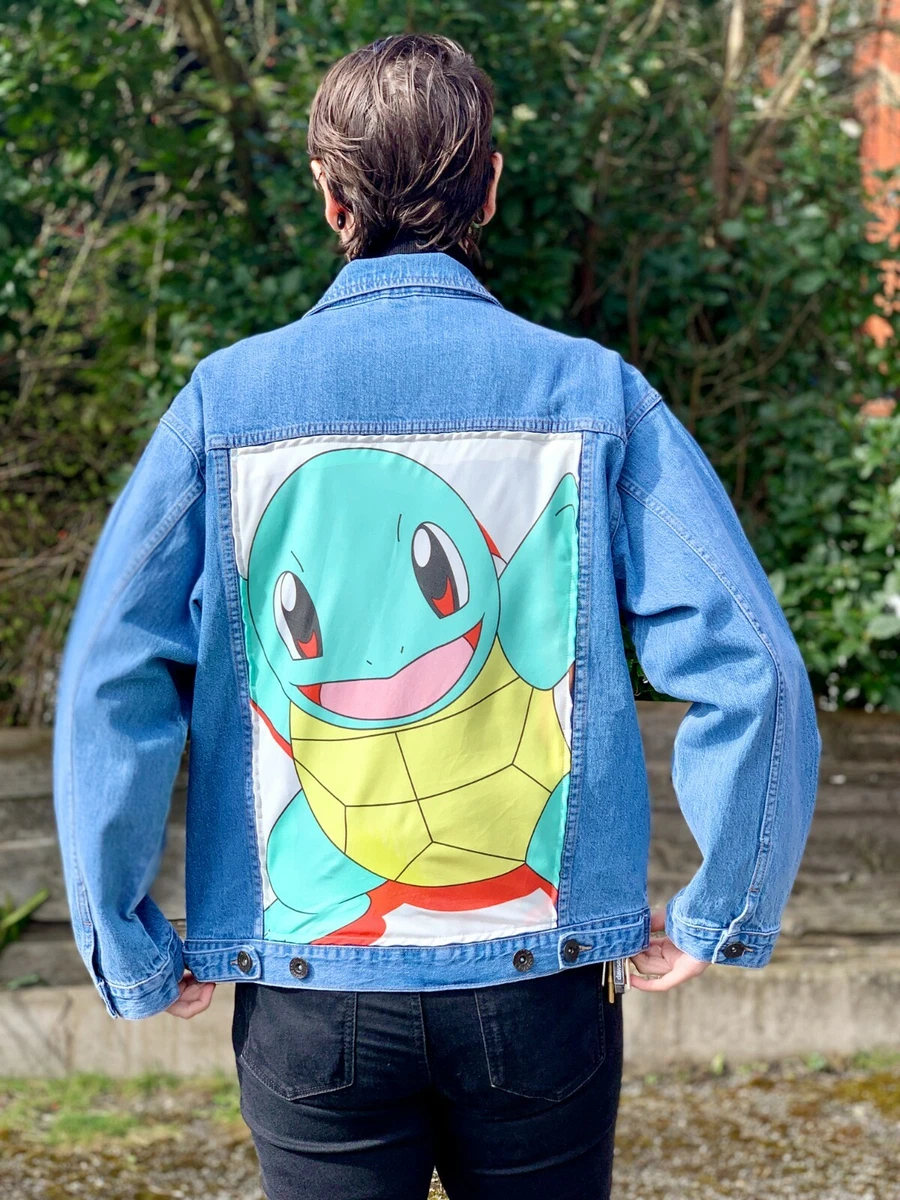POKEMON SQUIRTLE Custom Denim Jacket Size L Nintendo Levi s